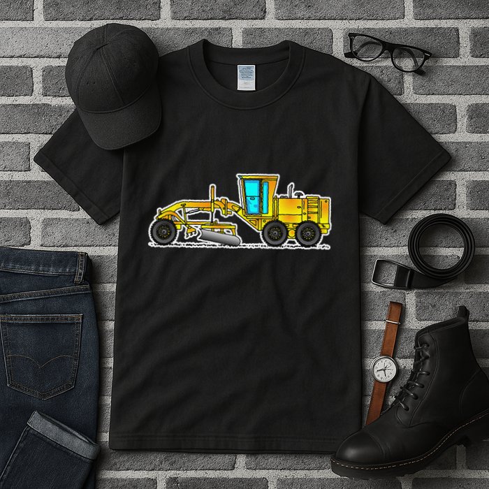 Motor Grader Design Road Grader And Blade Art Tall T-Shirt
