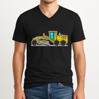 Motor Grader Design Road Grader And Blade Art V-Neck T-Shirt