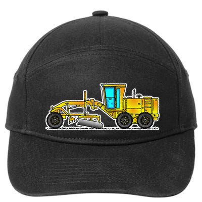 Motor Grader Design Road Grader And Blade Art 7-Panel Snapback Hat