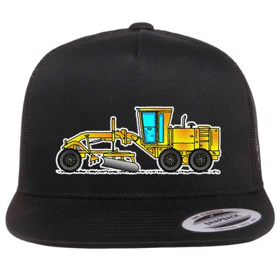 Motor Grader Design Road Grader And Blade Art Flat Bill Trucker Hat