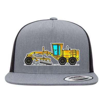 Motor Grader Design Road Grader And Blade Art Flat Bill Trucker Hat