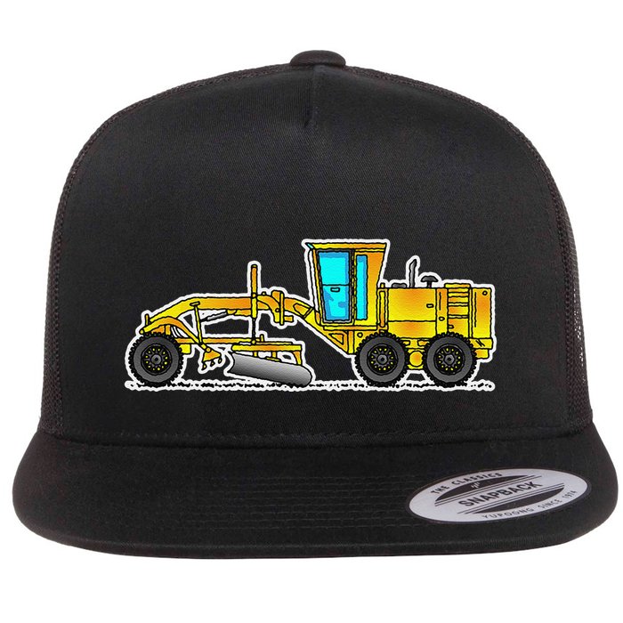 Motor Grader Design Road Grader And Blade Art Flatbill Hat