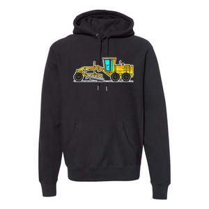 Motor Grader Design Road Grader And Blade Art Premium Hoodie