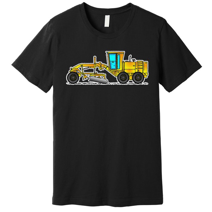 Motor Grader Design Road Grader And Blade Art Premium T-Shirt