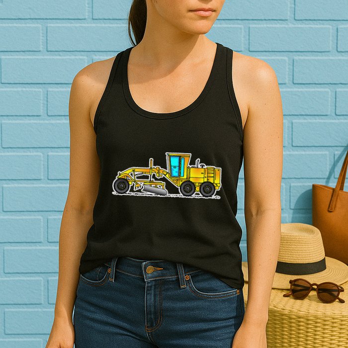 Motor Grader Design Road Grader And Blade Art Womens Tank Top