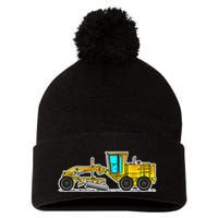 Motor Grader Design Road Grader And Blade Art Pom Pom 12in Knit Beanie