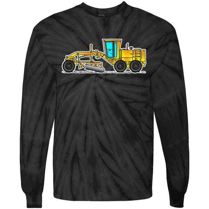 Motor Grader Design Road Grader And Blade Art Tie-Dye Long Sleeve Shirt