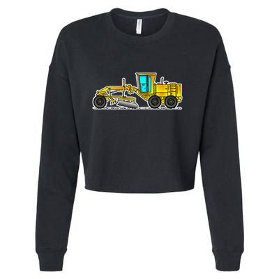 Motor Grader Design Road Grader And Blade Art Cropped Pullover Crew