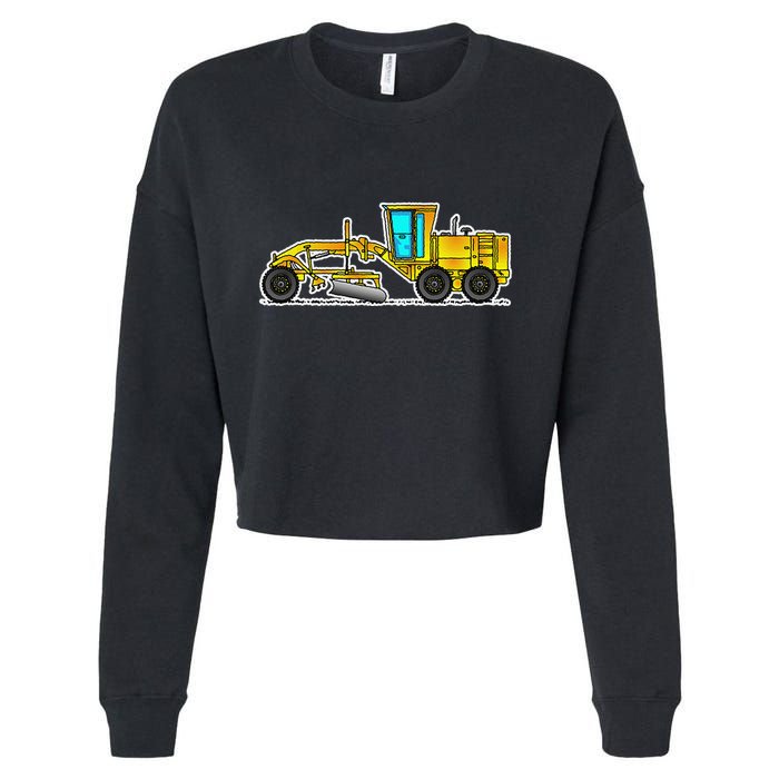 Motor Grader Design Road Grader And Blade Art Cropped Pullover Crew