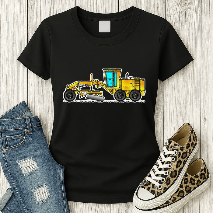 Motor Grader Design Road Grader And Blade Art Womens T-Shirt