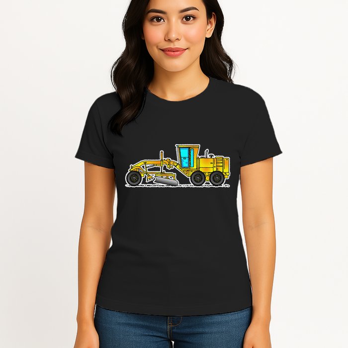 Motor Grader Design Road Grader And Blade Art Womens T-Shirt