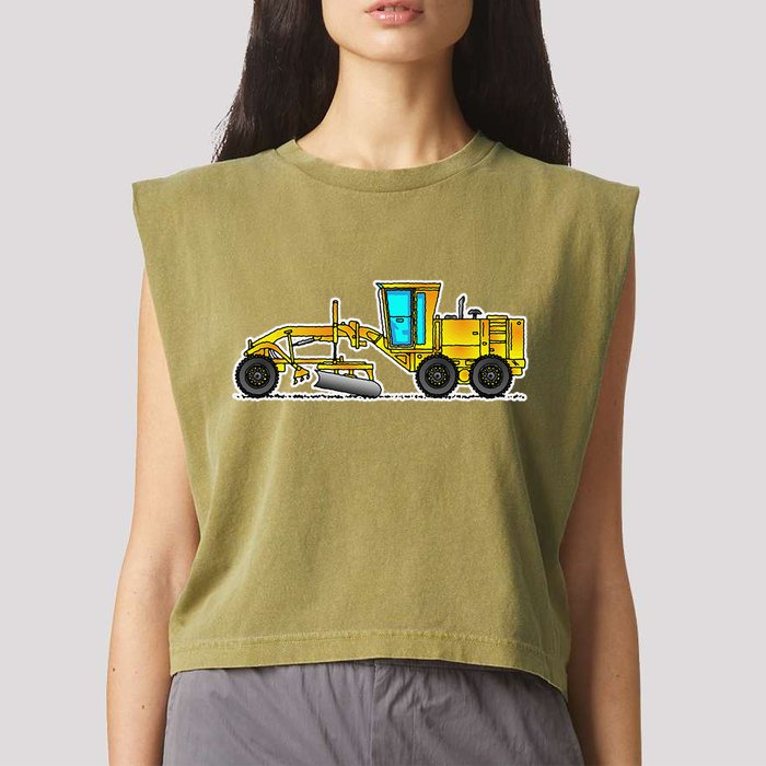 Motor Grader Design Road Grader And Blade Art Garment-Dyed Women's Muscle Tee