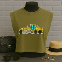 Motor Grader Design Road Grader And Blade Art Garment-Dyed Women's Muscle Tee