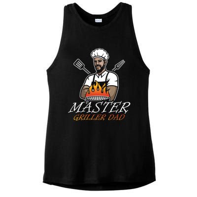 Master Griller Dad Grill Pan Decor Foodie Father's Day Cool Gift Ladies PosiCharge Tri-Blend Wicking Tank