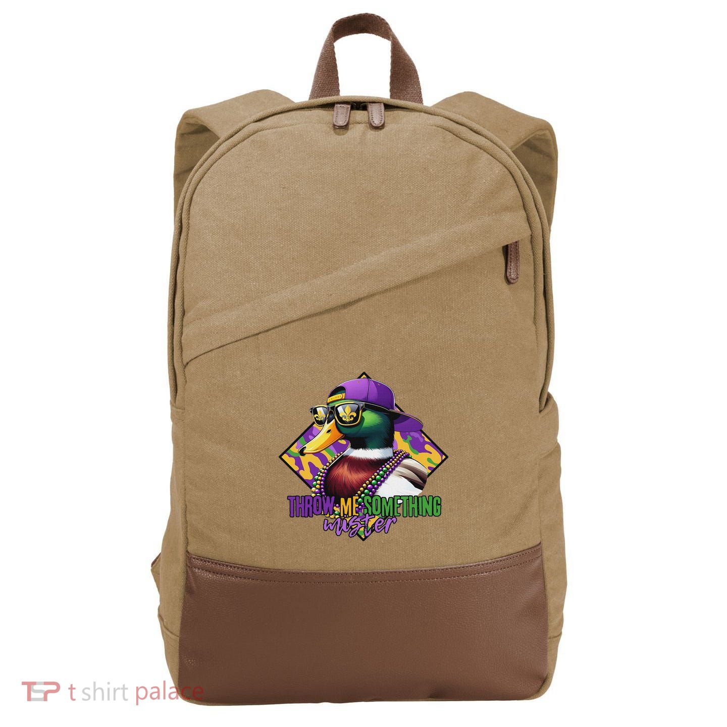 Mardi Gras Duck Mardi Gras Duck Hunting For Women Cotton Canvas Backpack