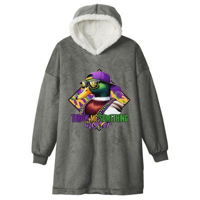 Mardi Gras Duck Mardi Gras Duck Hunting For Women Hooded Wearable Blanket