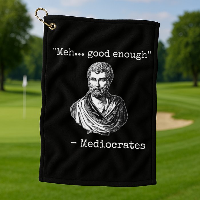 Meh Good Enough Mediocrates Demotivational Quote Golf Towel