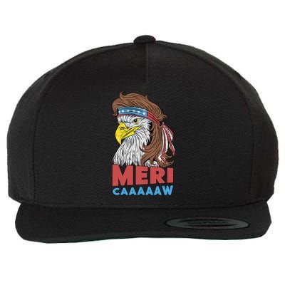 Merigiftcaaaaaw Gift Eagle Mullet 4th Of July Usa American Flag Gift Wool Snapback Cap