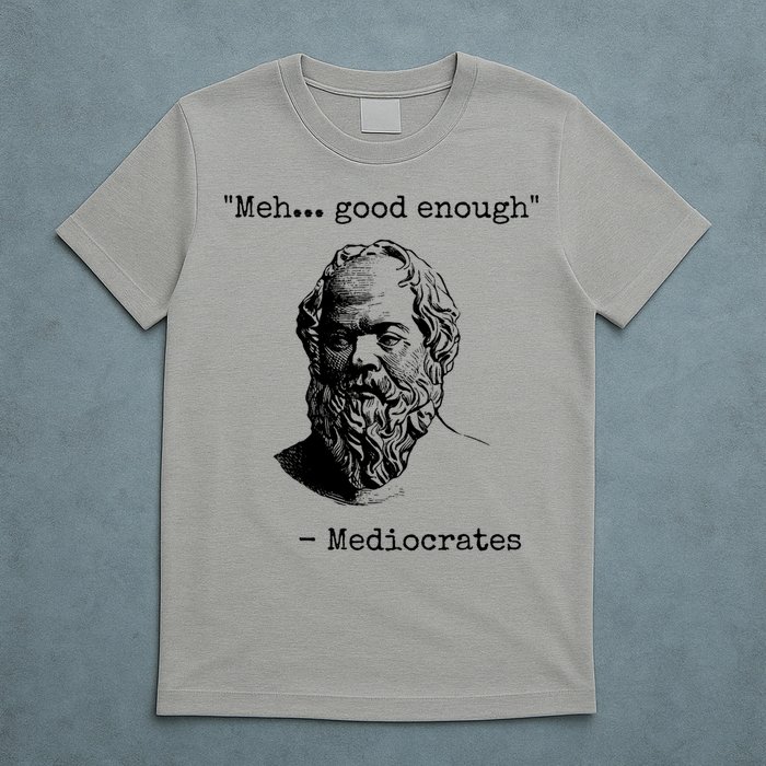 Meh Good Enough Funny Mediocrates Sarcastic Greek Philosophy T-Shirt