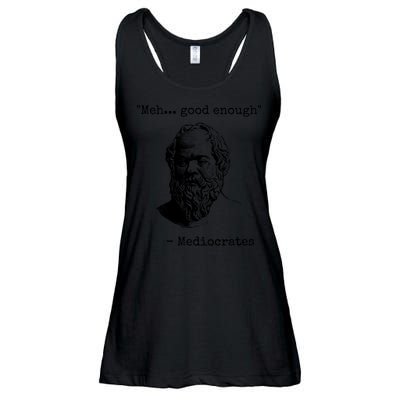 Meh Good Enough Funny Mediocrates Sarcastic Greek Philosophy Ladies Essential Flowy Tank