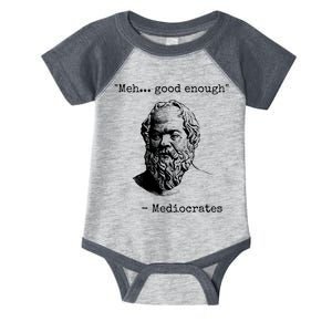 Meh Good Enough Funny Mediocrates Sarcastic Greek Philosophy Infant Baby Jersey Bodysuit