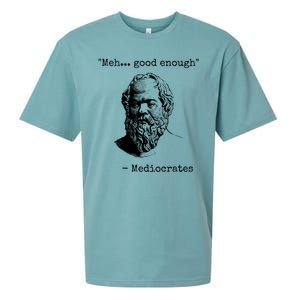 Meh Good Enough Funny Mediocrates Sarcastic Greek Philosophy Sueded Cloud Jersey T-Shirt