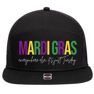 Mardi Gras Everywhere Else Its Just Tuesday 7 Panel Mesh Trucker Snapback Hat