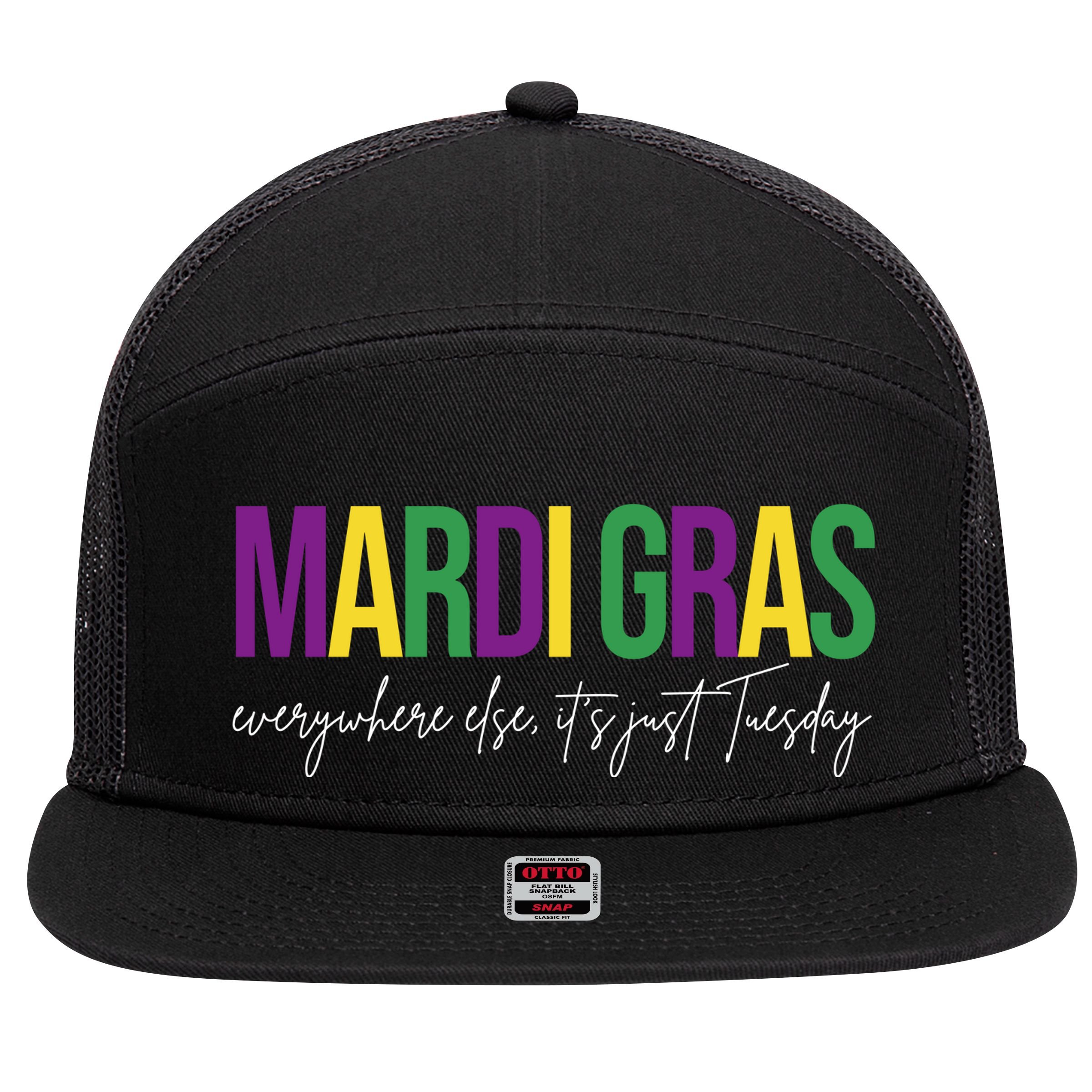 Mardi Gras Everywhere Else Its Just Tuesday 7 Panel Mesh Trucker Snapback Hat