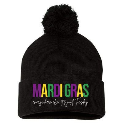 Mardi Gras Everywhere Else Its Just Tuesday Pom Pom 12in Knit Beanie