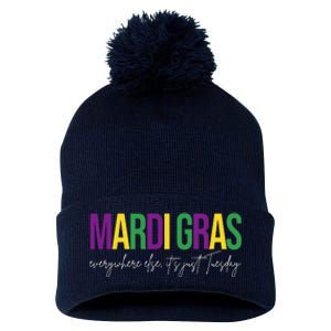 Mardi Gras Everywhere Else Its Just Tuesday Pom Pom 12in Knit Beanie