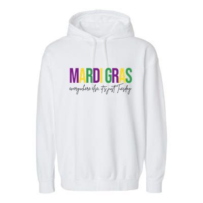 Mardi Gras Everywhere Else Its Just Tuesday Garment-Dyed Fleece Hoodie