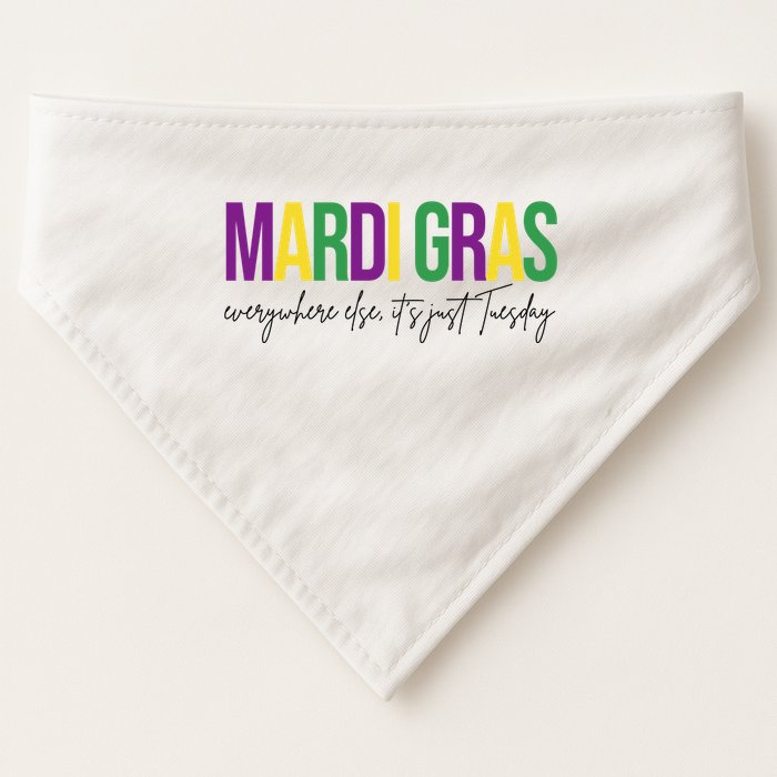 Mardi Gras Everywhere Else Its Just Tuesday USA-Made Doggie Bandana