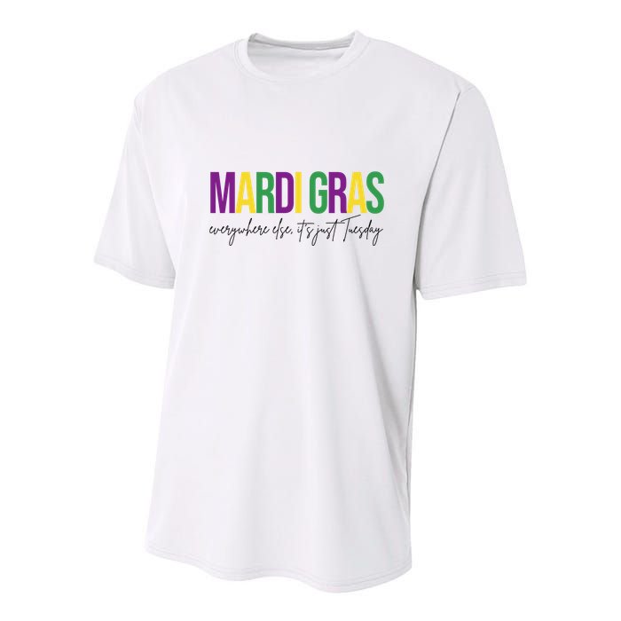 Mardi Gras Everywhere Else Its Just Tuesday Youth Performance Sprint T-Shirt