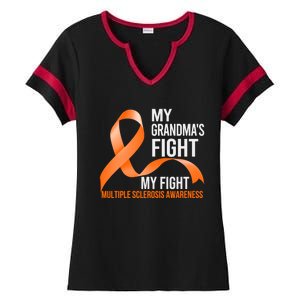 My Grandma's Fight My Fight Multiple Sclerosis Ms Warrior Cute Gift Ladies Halftime Notch Neck Tee