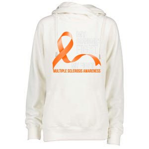 My Grandma's Fight My Fight Multiple Sclerosis Ms Warrior Cute Gift Womens Funnel Neck Pullover Hood