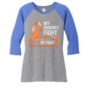 My Grandma's Fight My Fight Multiple Sclerosis Ms Warrior Cute Gift Women's Tri-Blend 3/4-Sleeve Raglan Shirt