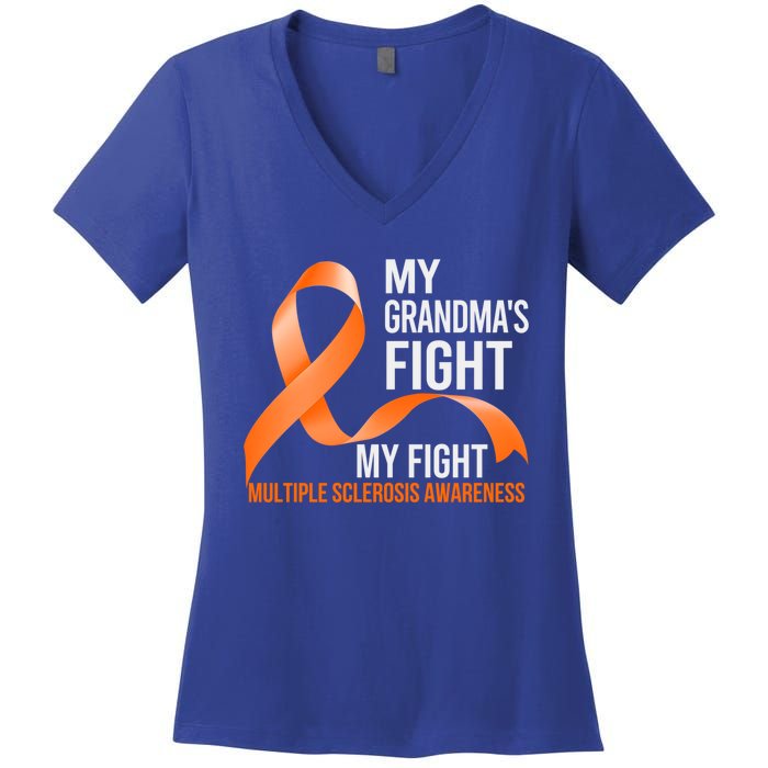 My Grandma's Fight My Fight Multiple Sclerosis Ms Warrior Cute Gift Women's V-Neck T-Shirt