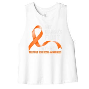 My Grandma's Fight My Fight Multiple Sclerosis Ms Warrior Cute Gift Women's Racerback Cropped Tank