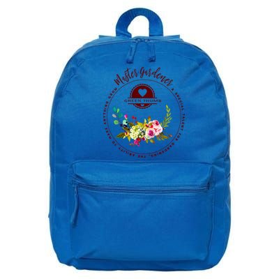 Master Gardener Funny Gift Floral Gardening 16 in Basic Backpack
