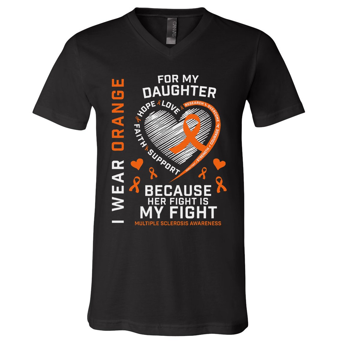 Ms Gifts Fight Daughter Multiple Sclerosis Awareness V-Neck T-Shirt