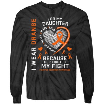 Ms Gifts Fight Daughter Multiple Sclerosis Awareness Tie-Dye Long Sleeve Shirt