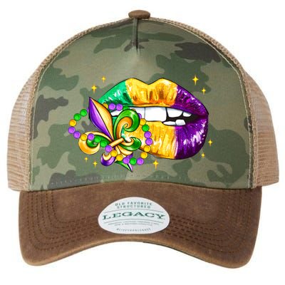 Mardi Gras Festive Lips Legacy Tie Dye Trucker Hat