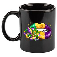 Mardi Gras Festive Lips 11oz C Handle Ceramic Mug