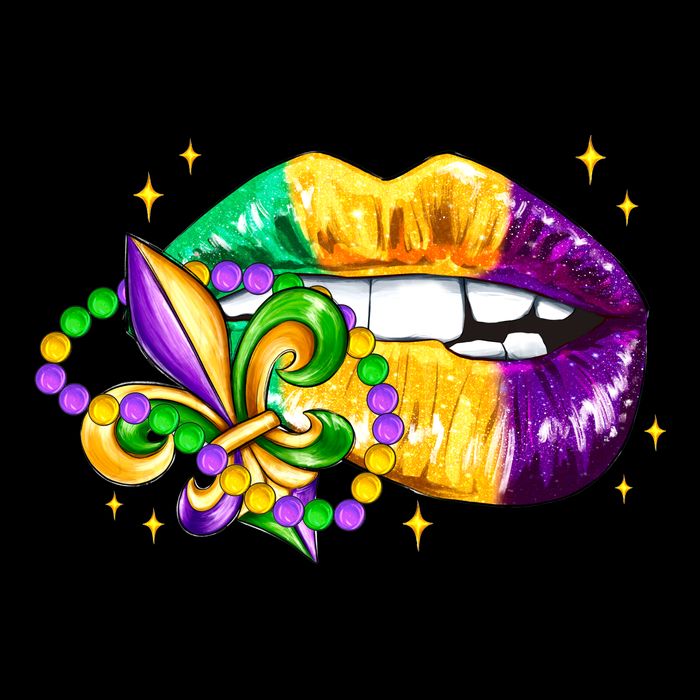 Mardi Gras Festive Lips Drawstring Bag