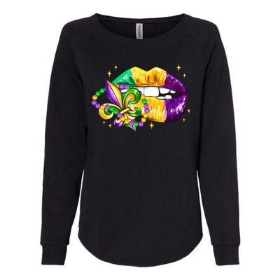 Mardi Gras Festive Lips Womens California Wash Sweatshirt