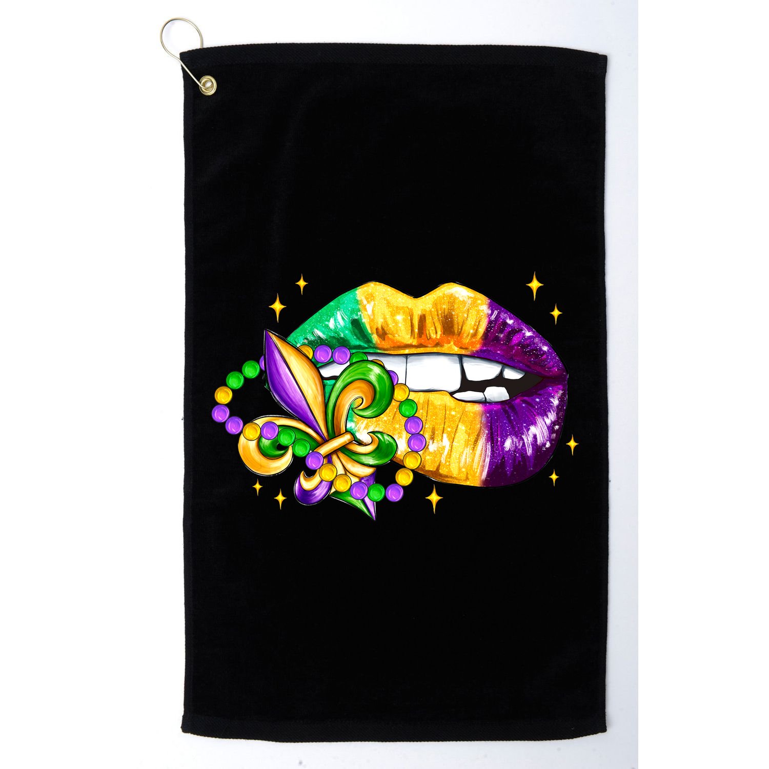 Mardi Gras Festive Lips Golf Towel