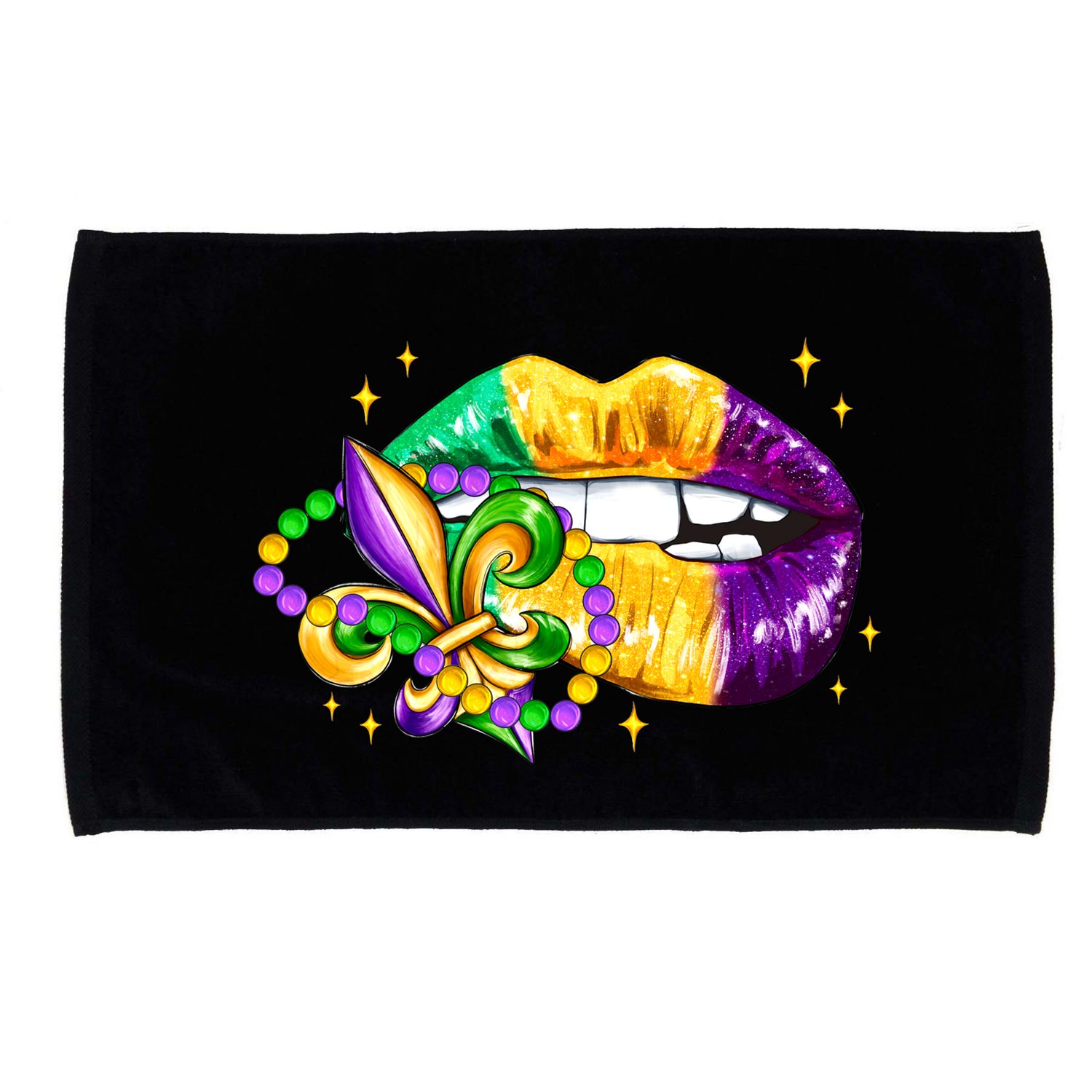 Mardi Gras Festive Lips Microfiber Hand Towel