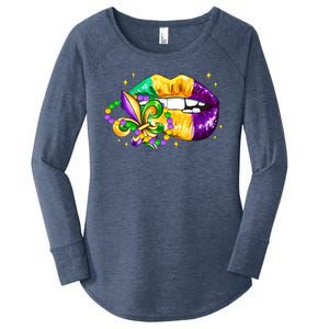 Mardi Gras Festive Lips Women's Perfect Tri Tunic Long Sleeve Shirt