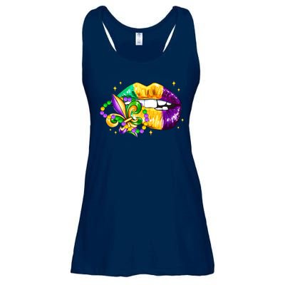 Mardi Gras Festive Lips Ladies Essential Flowy Tank