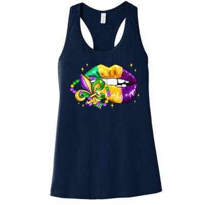 Mardi Gras Festive Lips Women's Racerback Tank